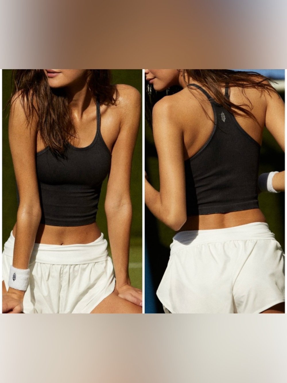 NWT Free People FP Movement Happiness Runs Long Crop Tank - washed black - M/L